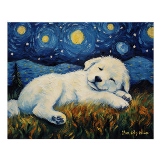 The starry night - Great Pyrenees Puppy Dog 002 - Poster