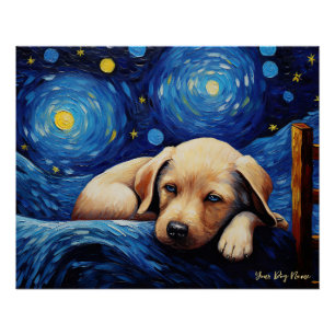 The starry night - Labrador Retriever Puppy Dog 00 Poster