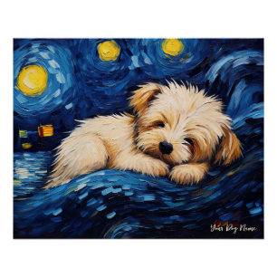 The starry night - Maltese Dog 003 - Qian wan Gogh Poster