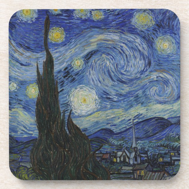 The Starry Night, oil painting, Vincent Van Gogh Coaster (Front)
