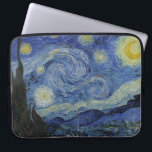 The Starry Night, oil painting, Vincent Van Gogh Laptop Sleeve<br><div class="desc">Vincent Van Gogh, June 1889 post impressionist modern art oil painting on canvas nighttime landscape painting of a swirly starry blue sky with a bright yellow crescent moon; the planet Venus is also visible. An exaggerated large cypress tree can be seen in the foreground. this painting depicts the view from...</div>