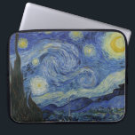 The Starry Night, oil painting, Vincent Van Gogh Laptop Sleeve<br><div class="desc">Vincent Van Gogh, June 1889 post impressionist modern art oil painting on canvas nighttime landscape painting of a swirly starry blue sky with a bright yellow crescent moon; the planet Venus is also visible. An exaggerated large cypress tree can be seen in the foreground. this painting depicts the view from...</div>