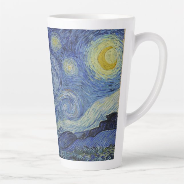 The Starry Night, oil painting, Vincent Van Gogh Latte Mug (Right)