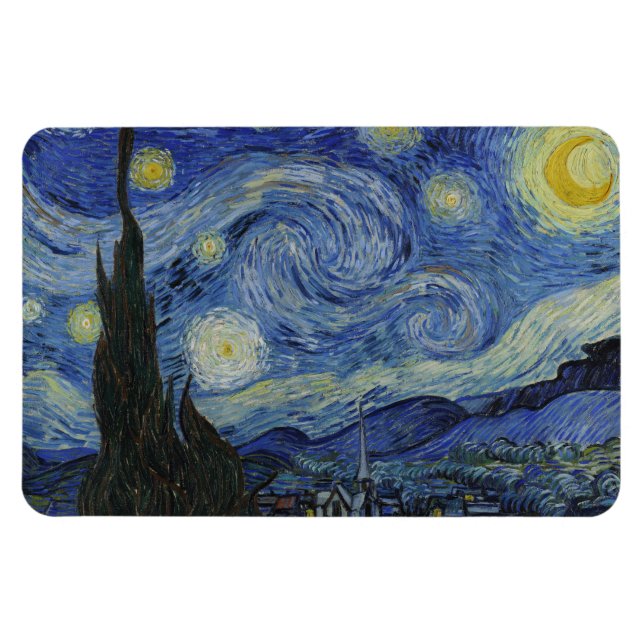 The Starry Night, oil painting, Vincent Van Gogh Magnet (Horizontal)