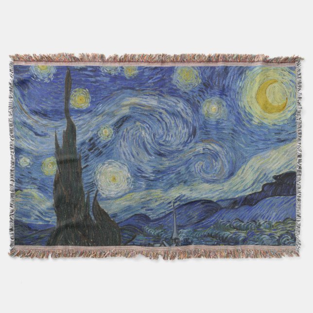 The Starry Night, oil painting, Vincent Van Gogh Throw Blanket (Front)
