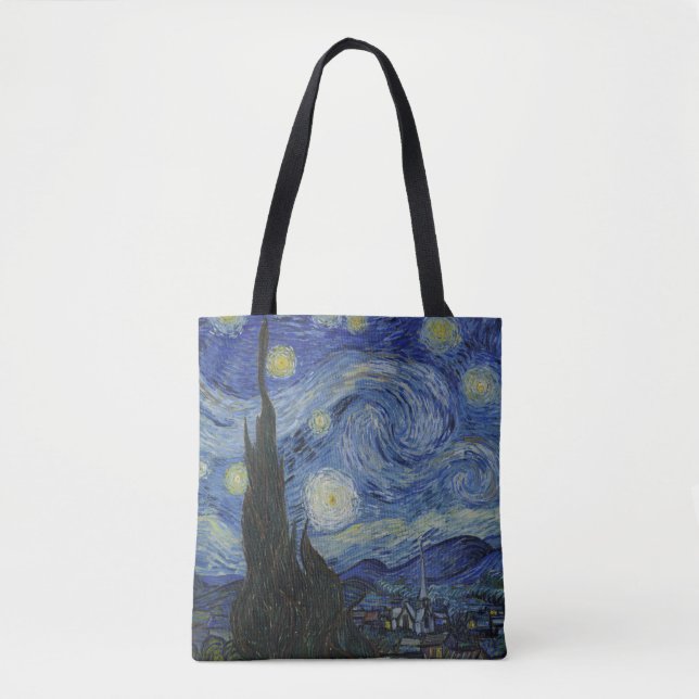 The Starry Night, oil painting, Vincent Van Gogh Tote Bag (Front)