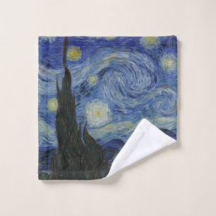 The Starry Night, oil painting, Vincent Van Gogh Wash Cloth