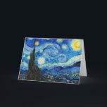 The Starry Night | Van Gogh | Card<br><div class="desc">The Starry Night is an oil-on-canvas painting by the Dutch Post-Impressionist painter Vincent van Gogh. Painted in June 1889,  it depicts the view from the east-facing window of his asylum room at Saint-Rémy-de-Provence,  just before sunrise,  with the addition of an imaginary village.</div>