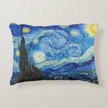 The Starry Night | Van Gogh | Decorative Cushion<br><div class="desc">The Starry Night is an oil-on-canvas painting by the Dutch Post-Impressionist painter Vincent van Gogh. Painted in June 1889,  it depicts the view from the east-facing window of his asylum room at Saint-Rémy-de-Provence,  just before sunrise,  with the addition of an imaginary village.</div>