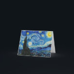The Starry Night - Vincent Van Gogh Card<br><div class="desc">View from the psychiatric hospital at Saint-Rémy-de-Provence (France),  just before sunrise,  with addition of an imaginary village. Oil on canvas (1889) by Dutch painter Vincent van Gogh.</div>