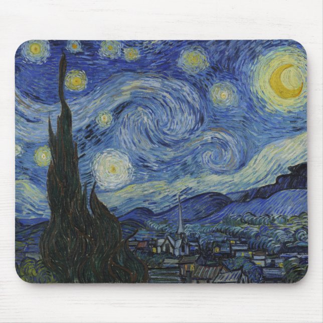 The Starry Night (Vincent van Gogh) (Famous Art) Mouse Pad (Front)