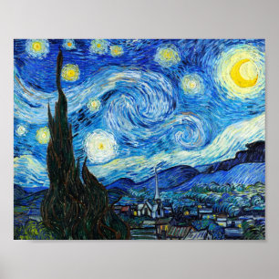 The Starry Night Vincent Van Gogh Landscape Art Poster