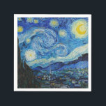 The Starry Night - Vincent Van Gogh Napkin<br><div class="desc">View from the psychiatric hospital at Saint-Rémy-de-Provence (France),  just before sunrise,  with addition of an imaginary village. Oil on canvas (1889) by Dutch painter Vincent van Gogh.</div>