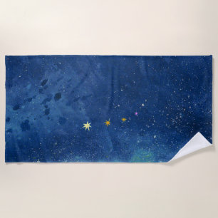 The Starry Sky Illustration Beach Towel