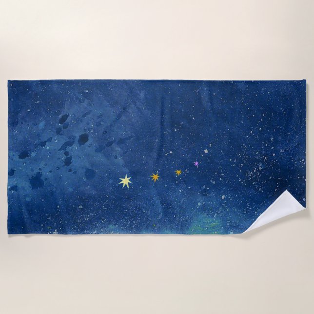  The Starry Sky Illustration Beach Towel (Front)
