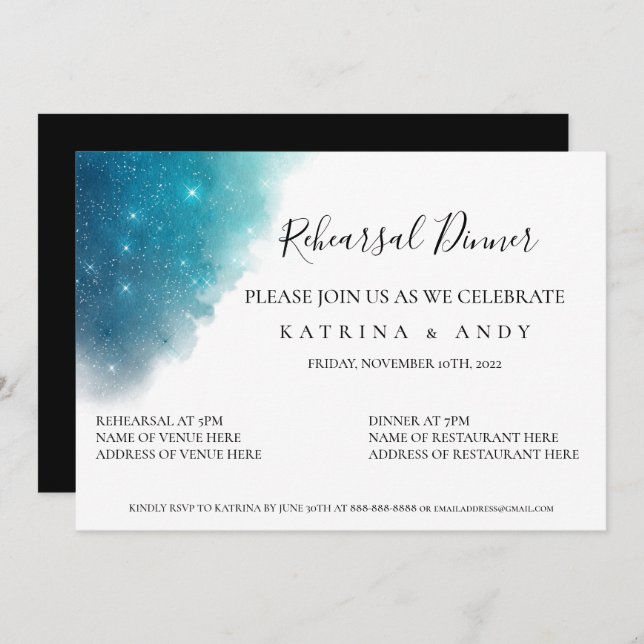 The Stars Aligned Rehearsal Dinner Invitation  (Front/Back)