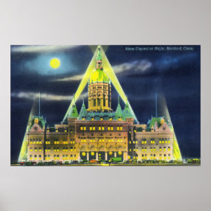 The State Capitol Building at Night Poster