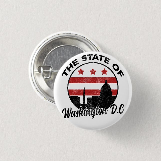 The State of Washington DC - 51st Statehood  3 Cm Round Badge (Front & Back)