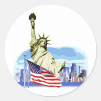 The statue of liberty in New York city Classic Round Sticker