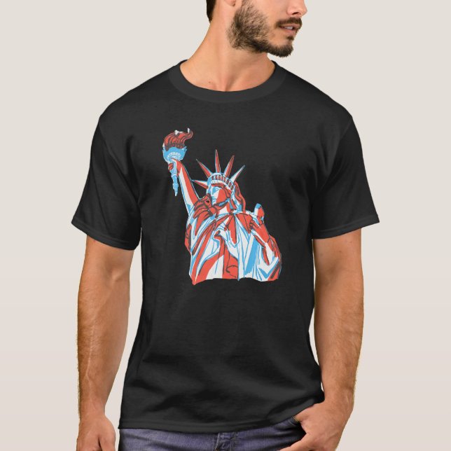 The Statue Of Liberty Patriotic Armed Forces 4th O T-Shirt (Front)