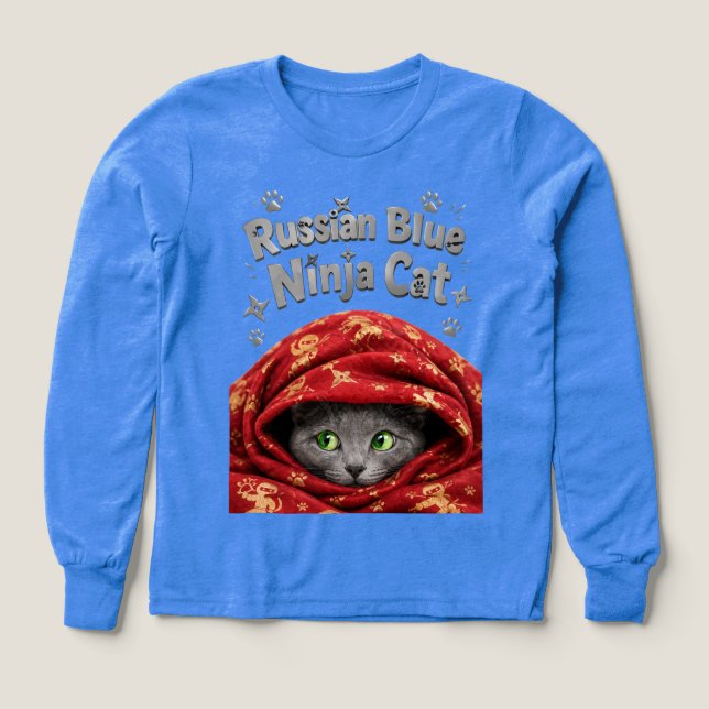 The Stealthy & Starchy: Russian Blue Ninja Cat (Design Front)
