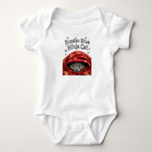 The Stealthy & Starchy: Russian Blue Ninja Cat Baby Bodysuit
