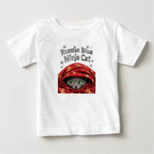 The Stealthy & Starchy: Russian Blue Ninja Cat Baby T-Shirt