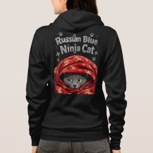 The Stealthy & Starchy: Russian Blue Ninja Cat Hoodie