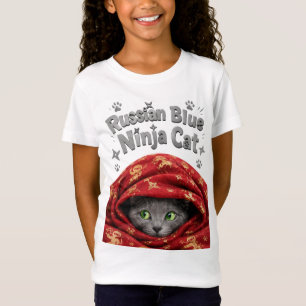 The Stealthy & Starchy: Russian Blue Ninja Cat T-Shirt