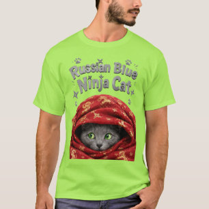 The Stealthy & Starchy: Russian Blue Ninja Cat T-Shirt