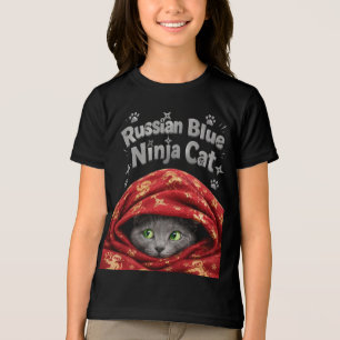 The Stealthy & Starchy: Russian Blue Ninja Cat Tri-Blend Shirt