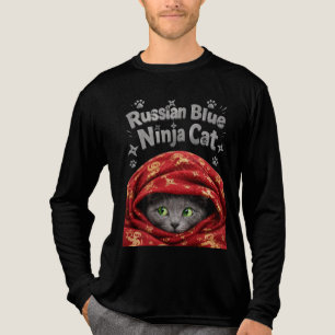 The Stealthy & Starchy: Russian Blue Ninja Cat Tri-Blend Shirt