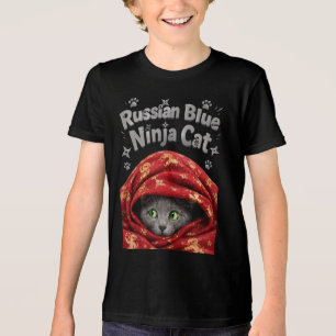 The Stealthy & Starchy: Russian Blue Ninja Cat Tri-Blend Shirt