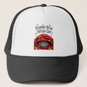 The Stealthy & Starchy: Russian Blue Ninja Cat Trucker Hat