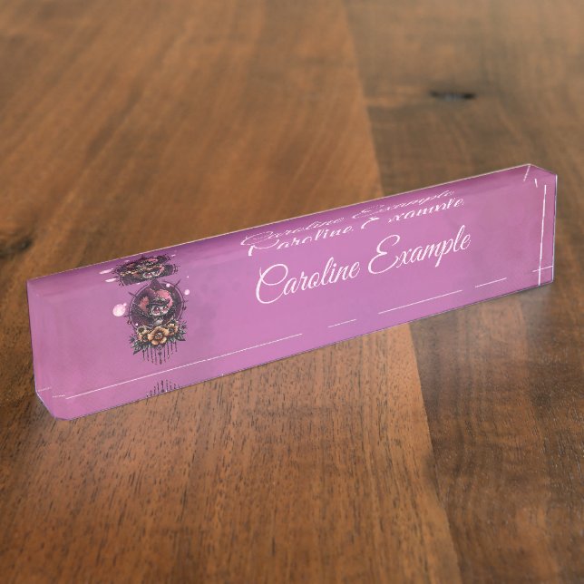 The Steampunk Owl: Guardian of Secrets.  Nameplate (Side)