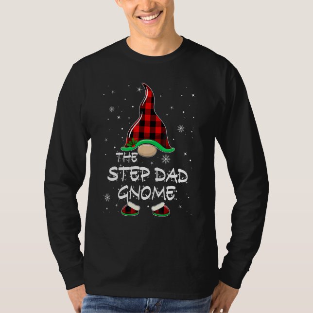 The Step Dad Gnome Red Buffalo Plaid Christmas Paj T-Shirt (Front)