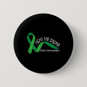 The Stigma Mental Health Awareness Green Ribbon  6 Cm Round Badge