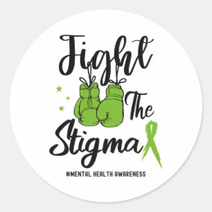 The Stigma Mental Health Awareness May Green Ribbo Classic Round Sticker