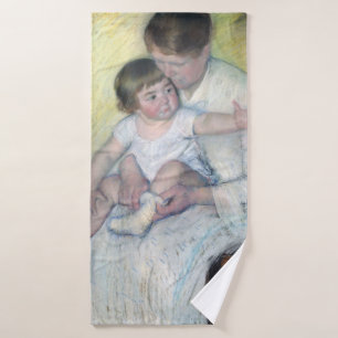 The Stocking, Mary Cassatt Bath Towel