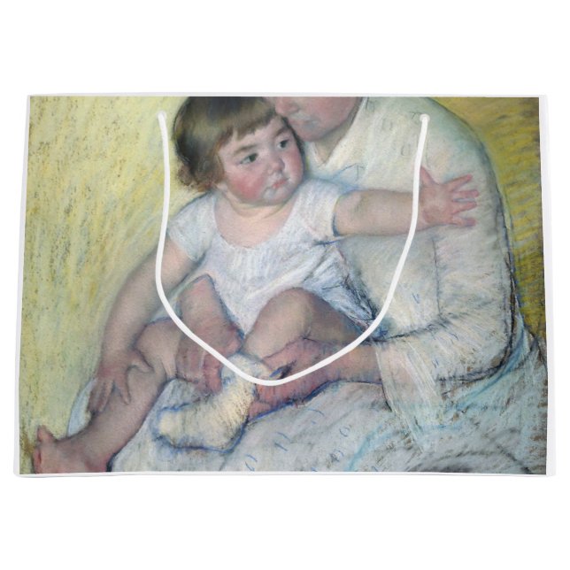 The Stocking, Mary Cassatt Large Gift Bag (Front)