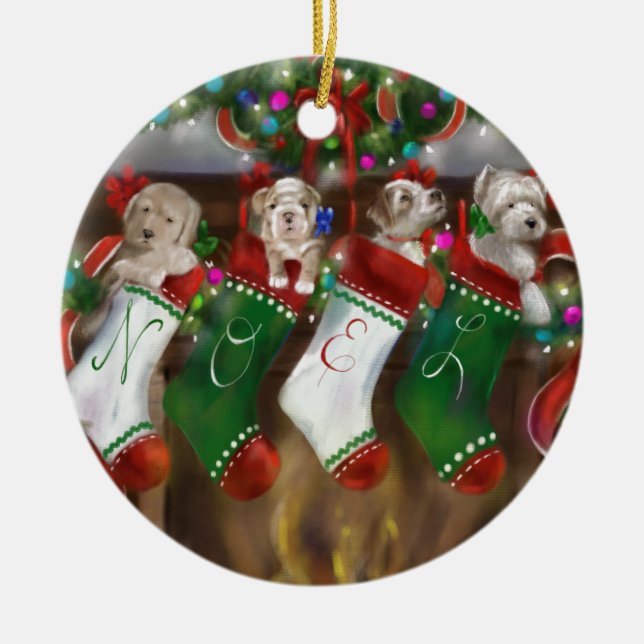 The Stockings Were Hung Ceramic Tree Decoration (Front)