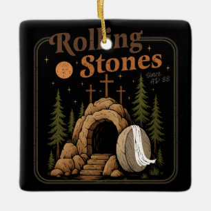 The Stone Was Rolled Away He Is Alive Easter Ceramic Ornament