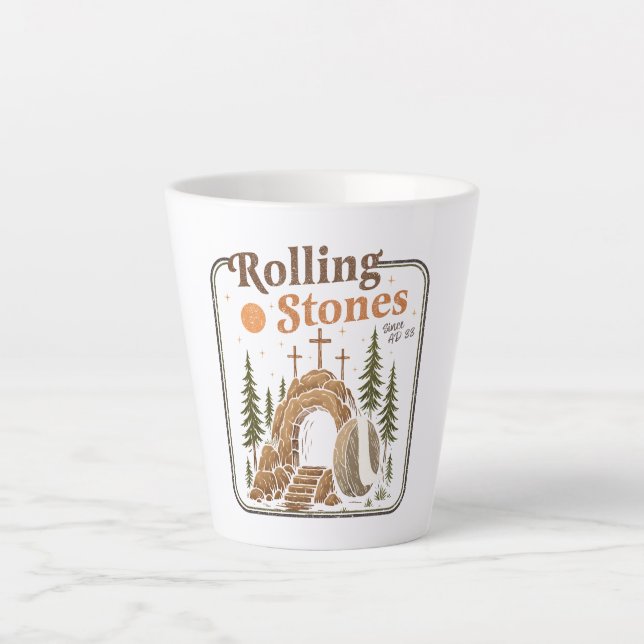 The Stone Was Rolled Away He Is Alive Easter Latte Mug (Front)