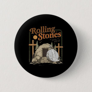 The Stone Was Rolled Away He Is Alive Retro Christ 6 Cm Round Badge