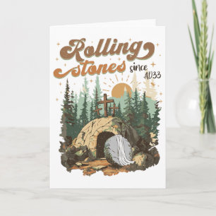 The Stone Was Rolled Away He Is Alive Retro Christ Card