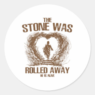 The Stone Was Rolled Away He Is Alive Retro Christ Classic Round Sticker