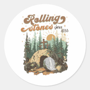 The Stone Was Rolled Away He Is Alive Retro Christ Classic Round Sticker
