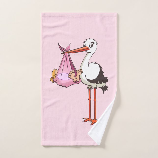 The stork and baby girl towel (Hand Towel)