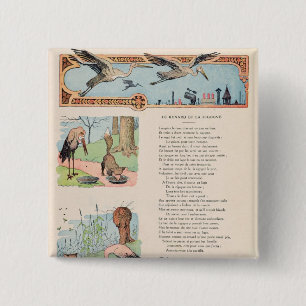 The Stork and the Fox from the Fables 15 Cm Square Badge