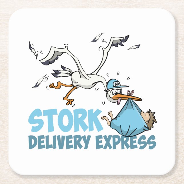 The stork bezorg express square paper coaster (Front)